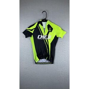 Cheji Cycling Jersey‎ Mens Medium Yellow Black Full Zip Short Sleeve Bike Shirt